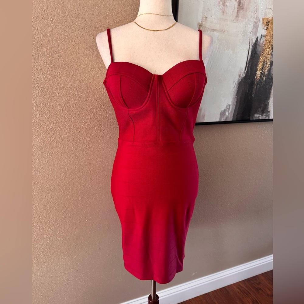 Elegant Red Bandage Women's Dress- Party Special Occasion - Picture 7 of 7